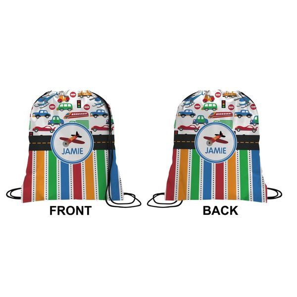 Transportation & Stripes Drawstring Backpack