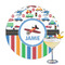 Transportation & Stripes Printed Drink Topper - 3.25" (Personalized)