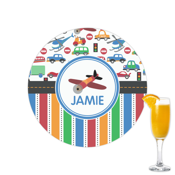 Custom Transportation & Stripes Printed Drink Topper - 2.15" (Personalized)