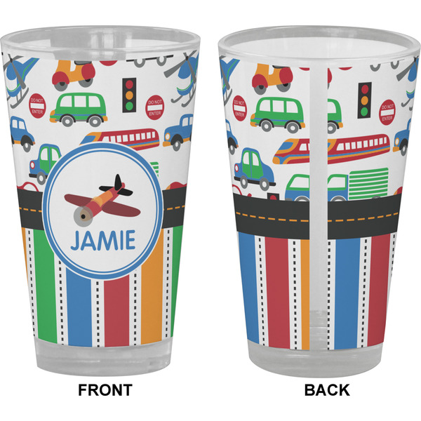 Transportation & Stripes Pint Glass - Full Color - Front & Back Views