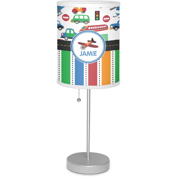 Custom Transportation & Stripes Lamp with Drum Shade (Personalized)