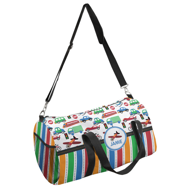 Custom Transportation & Stripes Duffel Bag (Personalized)