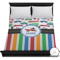 Transportation & Stripes Duvet Cover - Full / Queen (Personalized)