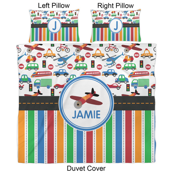 Transportation & Stripes Duvet Cover Set - King - Approval
