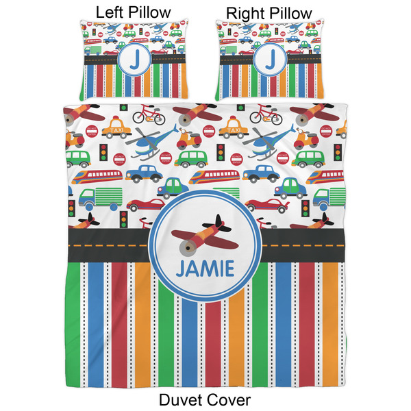 Transportation & Stripes Duvet Cover Set - Queen - Approval