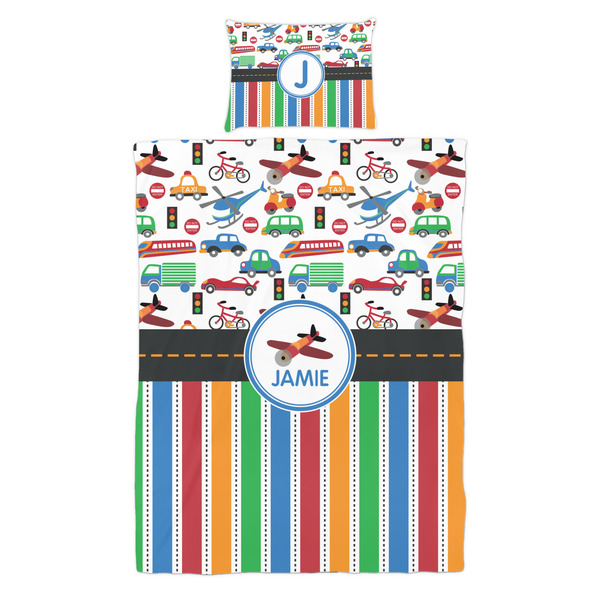 Transportation & Stripes Duvet Cover Set - Twin - Alt Approval