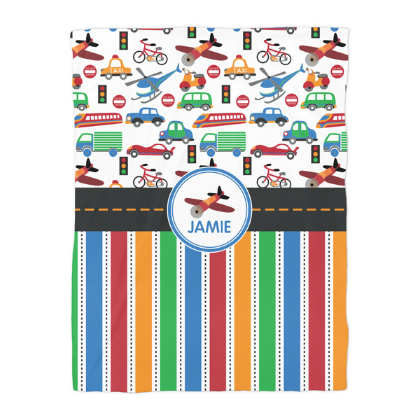 Transportation & Stripes Duvet Cover - Twin - Front