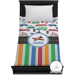 Transportation & Stripes Duvet Cover - Twin XL (Personalized)
