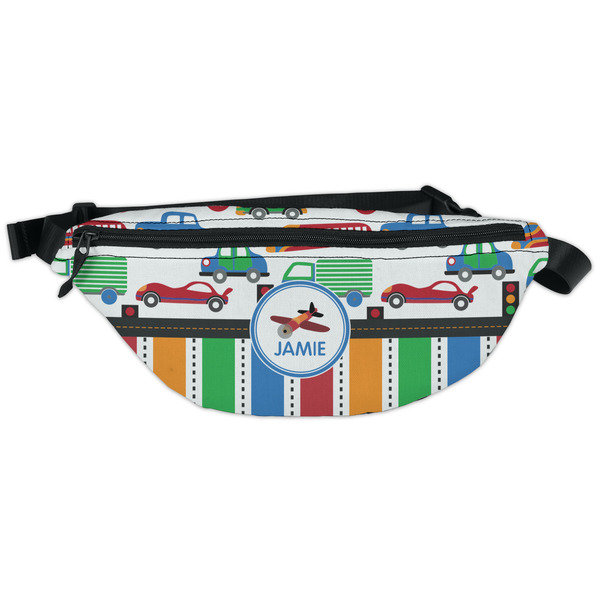 Custom Transportation & Stripes Fanny Pack - Classic Style (Personalized)