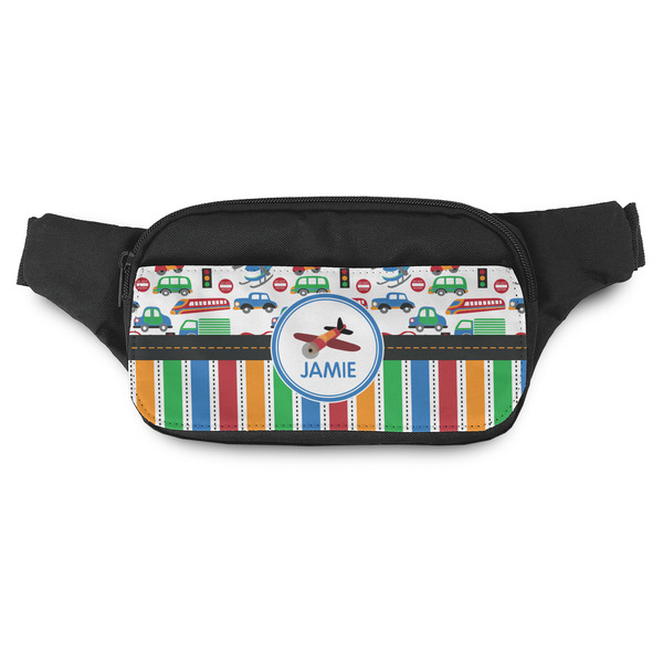 Custom Transportation & Stripes Fanny Pack - Modern Style (Personalized)