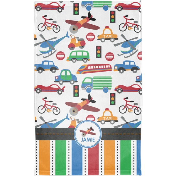 Transportation & Stripes Finger Tip Towel - Full View