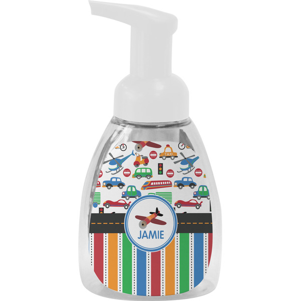 Custom Transportation & Stripes Foam Soap Bottle - White (Personalized)