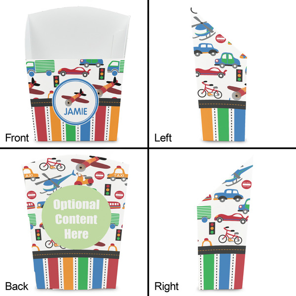 Transportation & Stripes French Fry Favor Box - Front & Back View