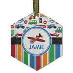 Transportation & Stripes Flat Glass Ornament - Hexagon w/ Name or Text