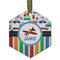 Transportation & Stripes Flat Glass Ornament - Hexagon w/ Name or Text