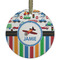 Transportation & Stripes Frosted Glass Ornament - Round