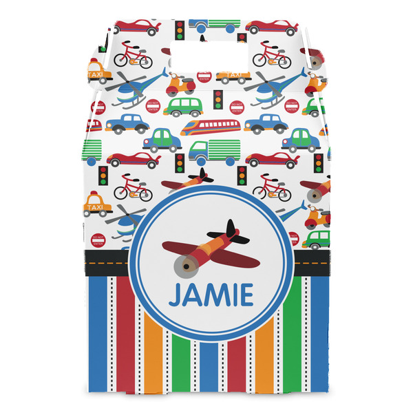 Transportation & Stripes Gable Favor Box - Front