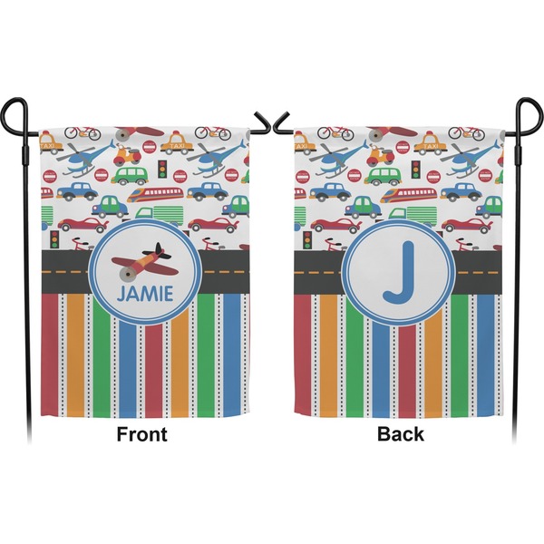 Transportation & Stripes Garden Flag - Double Sided Front and Back