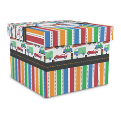 Transportation & Stripes Gift Box with Lid - Canvas Wrapped - Large (Personalized)