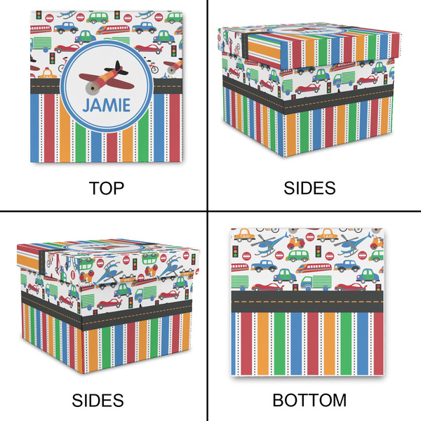 Transportation & Stripes Gift Boxes with Lid - Canvas Wrapped - Medium - Approval