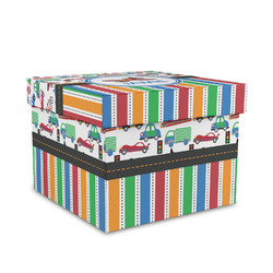 Transportation & Stripes Gift Box with Lid - Canvas Wrapped - Medium (Personalized)