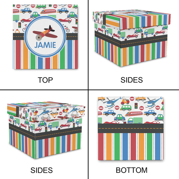 Transportation & Stripes Gift Boxes with Lid - Canvas Wrapped - Small - Approval