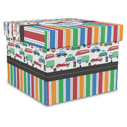 Transportation & Stripes Gift Box with Lid - Canvas Wrapped - X-Large (Personalized)