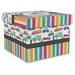 Transportation & Stripes Gift Box with Lid - Canvas Wrapped - XX-Large (Personalized)