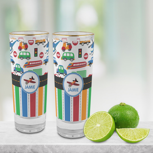 Transportation & Stripes Glass Shot Glass - 2 oz - LIFESTYLE