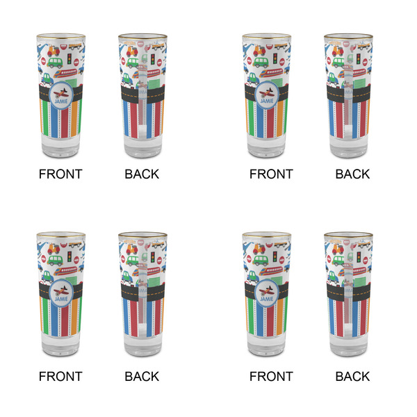 Transportation & Stripes Glass Shot Glass - 2 oz - Set of 4 - APPROVAL