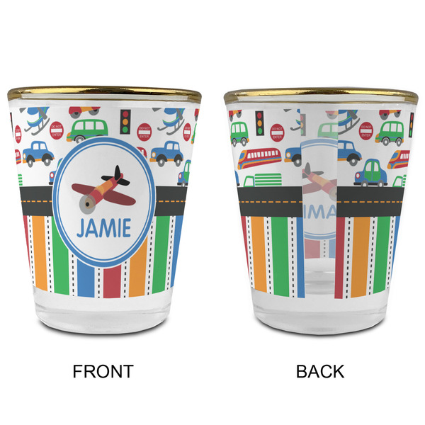 Transportation & Stripes Glass Shot Glass - with gold rim - APPROVAL