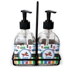 Transportation & Stripes Glass Soap & Lotion Bottle Set (Personalized)
