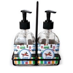 Transportation & Stripes Glass Soap & Lotion Bottle Set (Personalized)