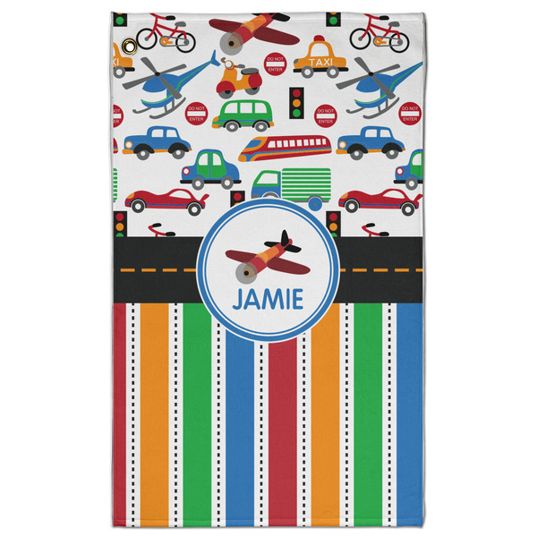 Custom Transportation & Stripes Golf Towel - Poly-Cotton Blend - Large w/ Name or Text