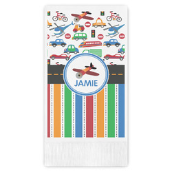 Transportation & Stripes Guest Napkins - Full Color - Embossed Edge (Personalized)