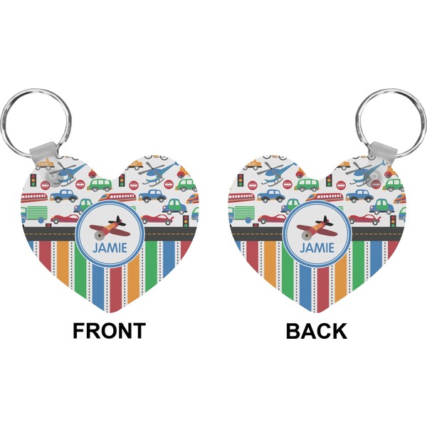 Transportation & Stripes Heart Keychain (Front + Back)