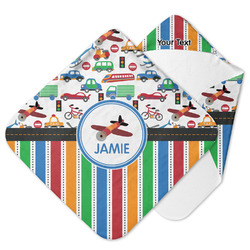 Transportation & Stripes Hooded Baby Towel (Personalized)