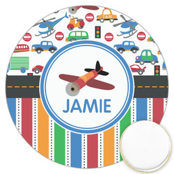 Transportation & Stripes Printed Cookie Topper - 3.25" (Personalized)