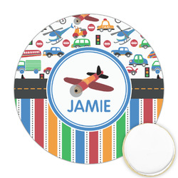 Transportation & Stripes Printed Cookie Topper - Round (Personalized)