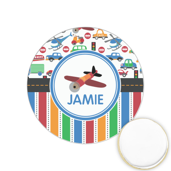 Custom Transportation & Stripes Printed Cookie Topper - 1.25" (Personalized)