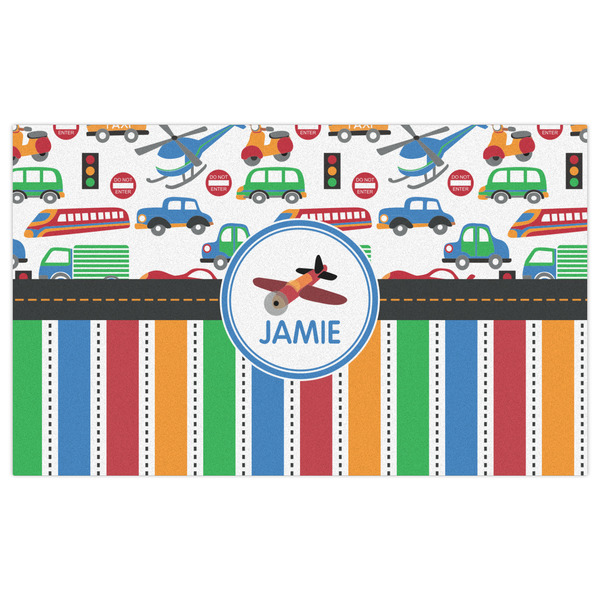 Transportation & Stripes Indoor / Outdoor Rug - 3'x5' - Front Flat