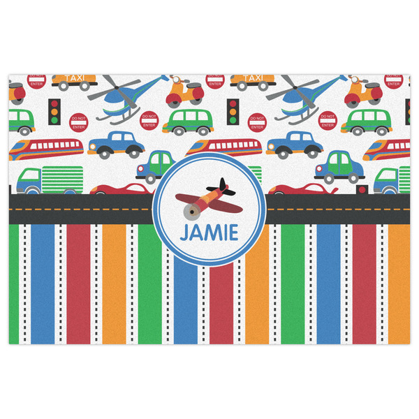 Transportation & Stripes Indoor / Outdoor Rug - 4'x6' - Front Flat