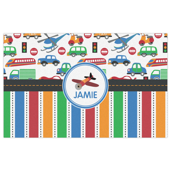 Transportation & Stripes Indoor / Outdoor Rug - 5'x8' - Front Flat