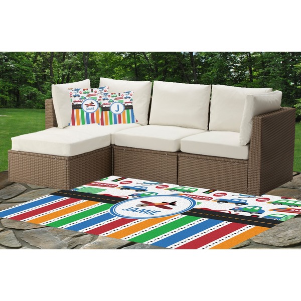 Transportation & Stripes Outdoor Mat & Cushions
