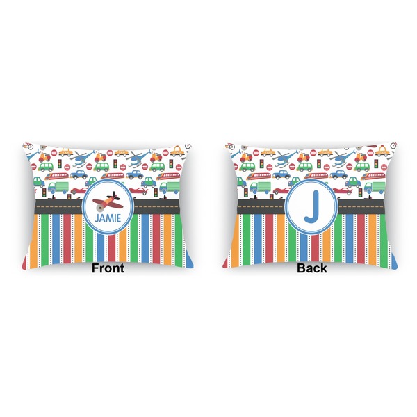 Transportation & Stripes  Indoor Rectangular Burlap Pillow (Front and Back)