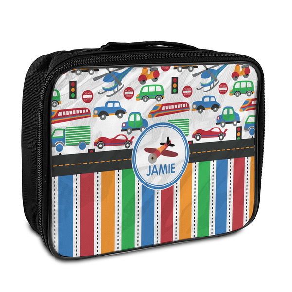 Custom Transportation & Stripes Insulated Lunch Bag (Personalized)