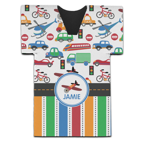 Transportation & Stripes Jersey Bottle Cooler - Set of 4 - FRONT (flat)