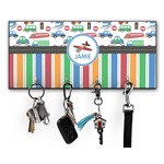 Transportation & Stripes Key Hanger w/ 4 Hooks w/ Graphics and Text