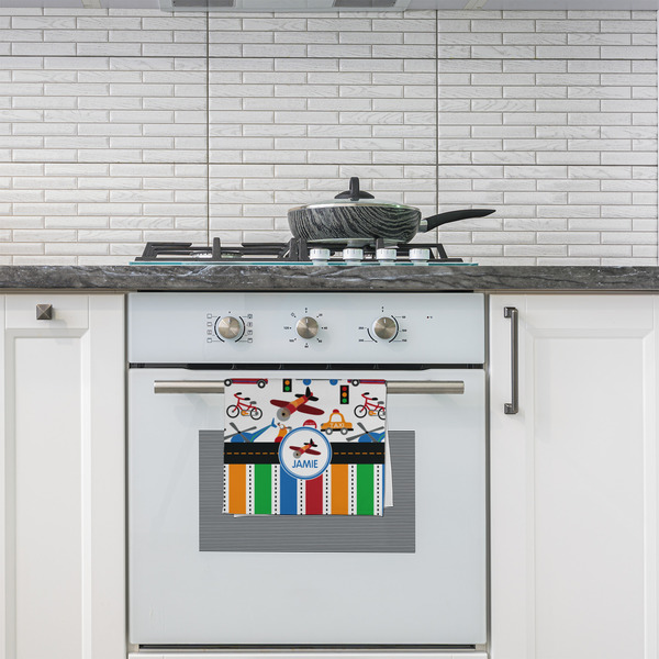 Transportation & Stripes Kitchen Towel - Poly Cotton - Lifestyle