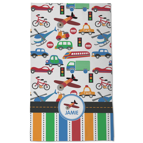 Transportation & Stripes Kitchen Towel - Poly Cotton - Full Front